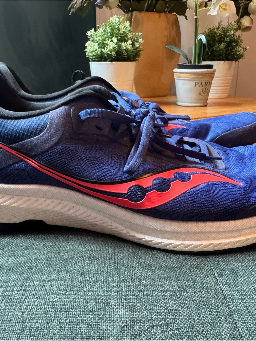 Saucony Men’s Navy Athletic Shoes with Red Accent